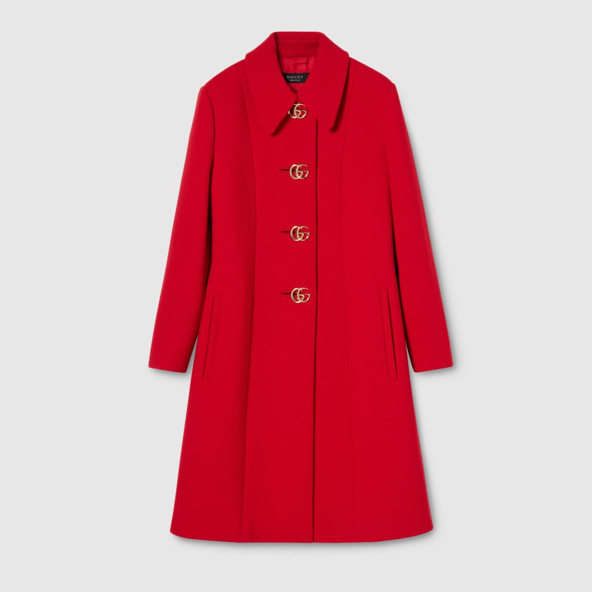 Wool Natte Coat With Double G Button