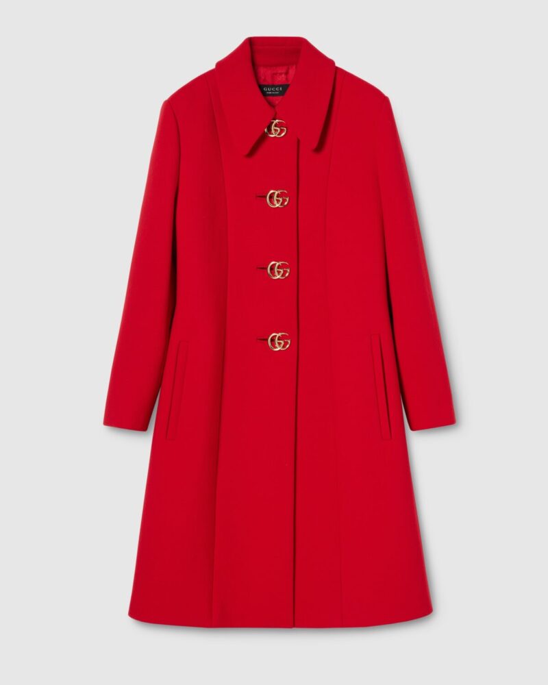 Wool Natte Coat With Double G Button