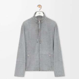 Zip Up Jacket In Suede Lambskin