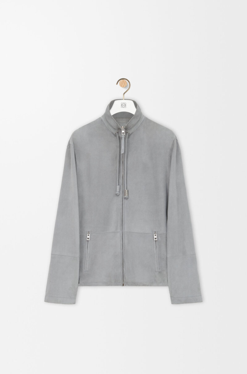 Zip Up Jacket In Suede Lambskin