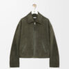 Zip Up Jacket In Suede Lambskin