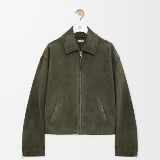 Zip Up Jacket In Suede Lambskin