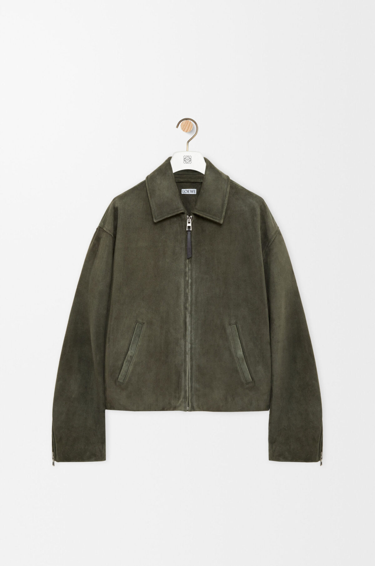 Zip Up Jacket In Suede Lambskin