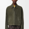 Zip Up Jacket In Suede Lambskin