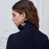 Zipped Cropped Macrocannage Jacket Navy Blue Suede Lambskin