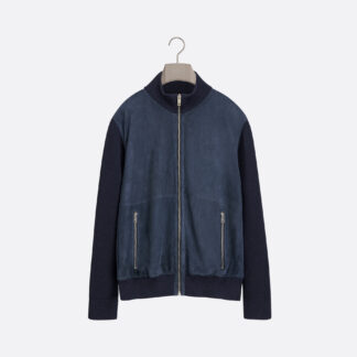 Zipped Jacket Navy Blue Lambskin