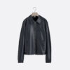 Zipped Jacket Navy Blue Lambskin