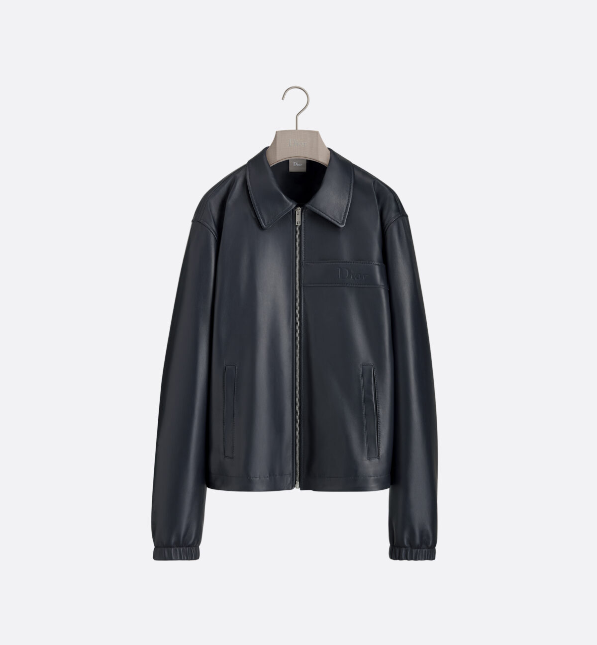 Zipped Jacket Navy Blue Lambskin