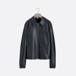 Zipped Jacket Navy Blue Lambskin