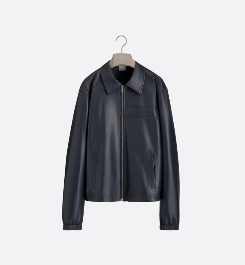 Zipped Jacket Navy Blue Lambskin